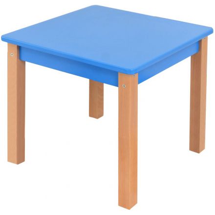 Kindertafel Laurenz Beuken massief hout naturel / blauw - Afmetingen: 47 x 50 x 50 cm (H x B x D)