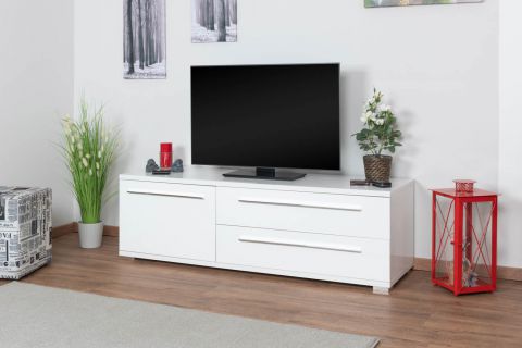 TV-onderkast Garim 28, kleur: wit hoogglans - 46 x 150 x 45 cm (H x B x D)