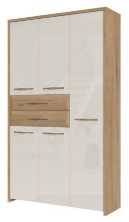 Draaideurkast / kledingkast Gataivai 22, kleur: beige hoogglans / noten - 192 x 114 x 36 cm (H x B x D)