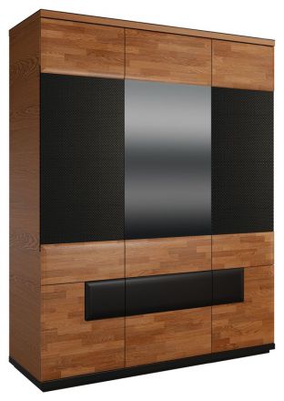 Draaideurkast / kledingkast "Postira" 37, kleur: walnoten / zwart, deels massief - Afmetingen: 210 x 163 x 62 cm (H x B x D)