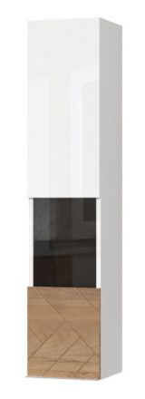 hangkast Faleasiu 30 , kleur: wit / walnoten- Afmetingen: 140 x 30 x 29 cm (H x B x D)