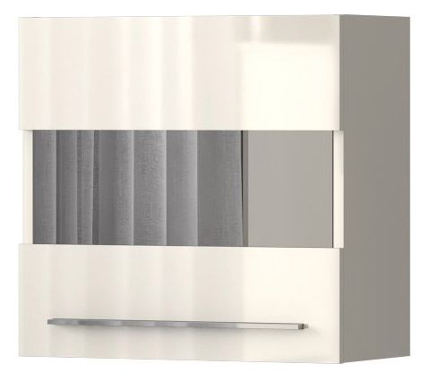 Hang vitrinekast Garim 45, kleur: hoogglans beige - 57 x 60 x 29 cm (h x b x d)