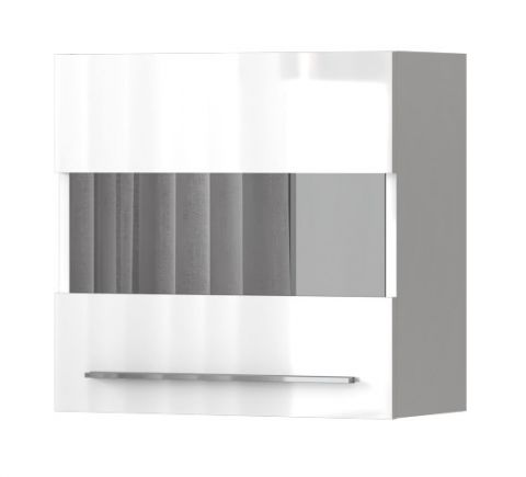 hang vitrinekast Garim 45, kleur: wit hoogglans - 57 x 60 x 29 cm (h x b x d)