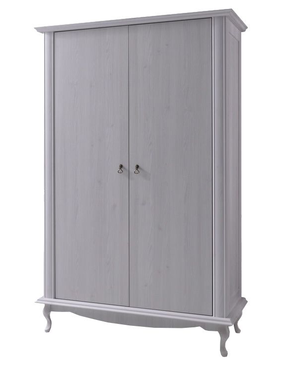 draaideurkast / kledingkast Bignona 01, kleur: wit grenen - 196 x 125 x 57 cm (H x B x D)