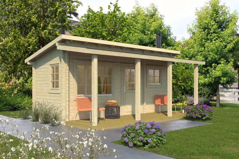 Buiten sauna / saunahuis Moritzhorn 03 incl. vloer - 70 mm blokhut profielplanken, grondoppervlakte: 21 m², dubbel hellend dak