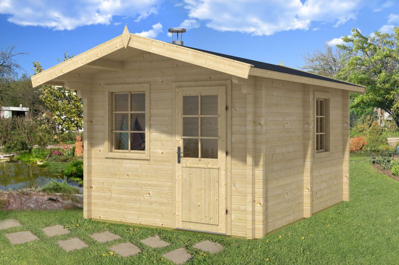 Buiten sauna / saunahuis  Reifhorn incl. vloer - 70 mm blokhut profielplanken, vloeropp: 10.7 m², zadeldak