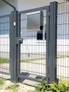 Rohrrahmenflügeltor 1-flügelig - Ausführung: anthrazit beschichtet, Höhe: 103 cm, #Gesamtbreite: 166 cm, Durchgangslichte: 150 cm, #|Pfosten: 80 x 80 mm