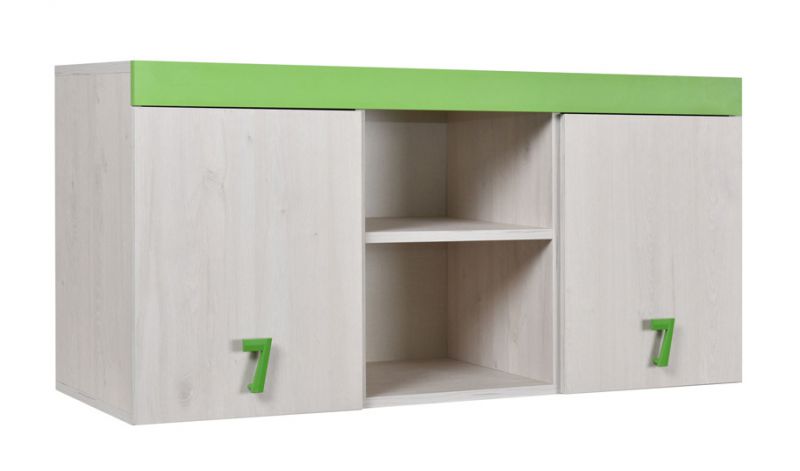Kinderkamer - hangkast Luis 15, kleur: eik wit / groen - 58 x 120 x 42 cm (H x B x D)