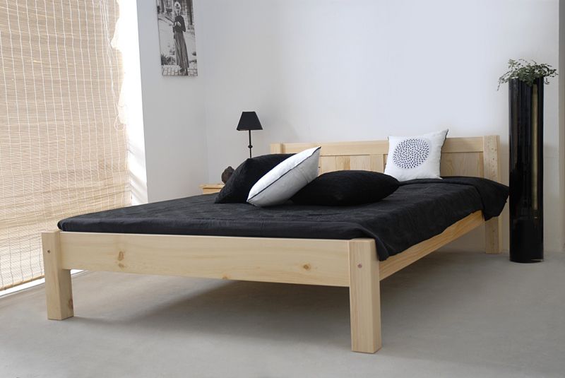 Lokken serie Tomaat Futonbed / , vol hout, bed massief grenen volhout A1, incl. lattenbodem -  afmetingen 160 x 200 cm