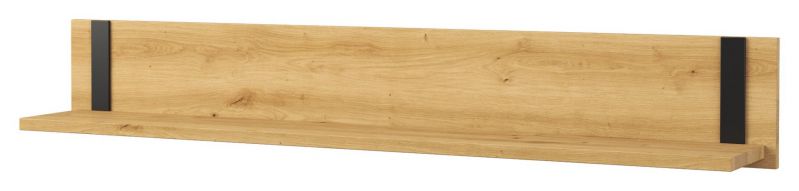 Hangplank / wandplank Ogulin 21 , Kleur: eiken / zwart - Afmetingen: 22 x 143 x 22 cm (H x B x D)