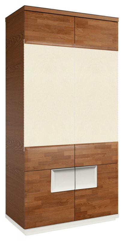 Draaideurkast / kledingkast "Postira" 36, kleur: walnoten / wit, deels massief - afmetingen: 210 x 102 x 62 cm (H x B x D)