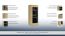 Hangkast "Lipik" 19, kleur: eiken / zwart, deels massief, linksdraaiende deur - afmetingen: 102 x 41 x 35 cm (h x b x d)