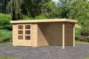 Berging / tuinhuis SET ACTION onbehandeld met aanbouw dak 2,4 m breed, achterwand, grondoppervlakte: 5,05m²