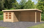 Berging / tuinhuis SET met lessenaarsdak incl. aanbouw dak & achterwand, kleur: onbehandeld, grondoppervlakte: 6,16 m²