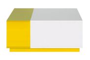Jeugdkamer / tienerkamer - salontafel "Geel" 37, wit/geel - afmetingen: 80 x 80 x 35 cm (B x D x H)