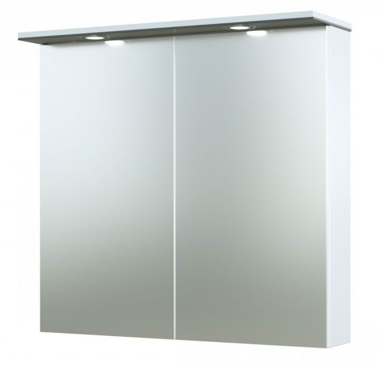 Badkamer - spiegelkast Bijapur 06, kleur: grijs glanzend - 73 x 76 x 14 cm (H x B x D)