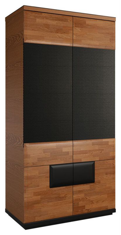 Draaideurkast / kledingkast "Postira" 36, kleur: walnoten / zwart, deels massief - Afmetingen: 210 x 102 x 62 cm (H x B x D)
