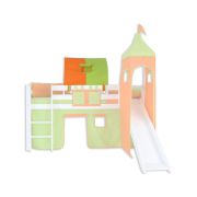 Stof tunnel naar hoog-stapelbedden - Kleur: Groen/oranje
