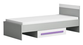 kinderbed / jeugdbed Olaf 12 incl. lattenbodem, kleur: antraciet / wit / paars, deels massief - 90 x 200 cm (L x B)