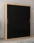 Schuifdeurkast / kledingkast Bisaurin 3A, kleur: sonoma eiken / wengé - afmetingen: 200 x 150 x 62 cm ( H x B x D)