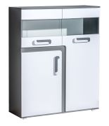 Jeugdkamer - commode Oskar 16, kleur: antraciet / wit - 136 x 110 x 40 cm (h x b x d)