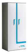 Jeugdkamer - draaideurkast / kledingkast Oskar 01, kleur: antraciet / wit / blauw - 192 x 85 x 50 cm (H x B x D)