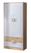 Kinderkamer - Draaideurkast / kledingkast Fabian 01, kleur: eiken lichtbruin / wit - 190 x 80 x 50 cm (H x B x D)