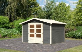 Tuinhuis / berging met zadeldak zonder dakleer, kleur: terra grijs, grondoppervlakte: 7,1 m²