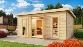 Saunahuis "Anni 4" SET B Kleur: Natuurlijk - 490 x 369 cm (B x D), Vloeroppervlak: 18 m²