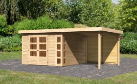 Berging / tuinhuis SET onbehandeld met vast dak 2,4 m breed, achterwand, grondoppervlakte: 9m²