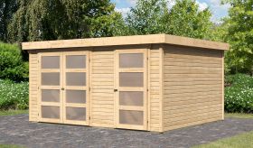 Berging / tuinhuis met platdak, kleur natuur, grondoppervlakte: 13.16 m²
