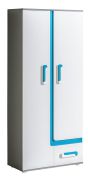 Jeugdkamer - draaideurkast / kledingkast Oskar 03, kleur: antraciet / wit / blauw - 192 x 85 x 40 cm (H x B x D)
