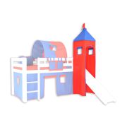 Torenstof set - kleur: blauw/rood