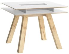 Eettafel Minnea 35, kleur: wit / eiken - Afmetingen: 100 x 100 cm (B x D)