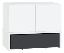 Jeugdkamer / tienerkamer - ladekast Marincho 02, 2 delen, kleur: wit / zwart - Afmetingen: 89 x 107 x 53 cm (h x b x d)