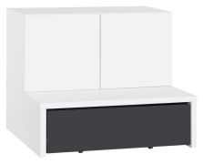Jeugdkamer / tienerkamer - ladekast Marincho 06, 2 delen, kleur: wit / zwart - Afmetingen: 89 x 107 x 95 cm (h x b x d)