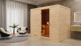 Sauna "Leja" met gebronsde deur - kleur: onbehandeld - 231 x 196 x 200 cm (B x D x H)