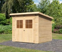 Kleine Berging / tuinhuis met lessenaarsdak, kleur: onbehandeld, grondoppervlakte: 5.07 m²