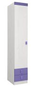 Kinderkamer - draaideurkast / kleerkast Luis 17, kleur: eiken wit / paars - 218 x 40 x 52 cm (H x B x D)