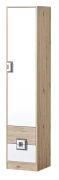 Kinderkamer - kledingkast Fabian 05, kleur: eiken lichtbruin / wit / grijs - 190 x 40 x 40 cm (H x B x D)