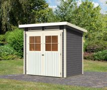 Klein tuinhuisje / berging met lessenaarsdak, kleur: terra grijs, grondoppervlakte: 3.02 m²