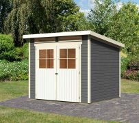 Kleine Berging / tuinhuis met dubbele deuren, kleur: terra grijs, grondoppervlakte: 5.07 m²