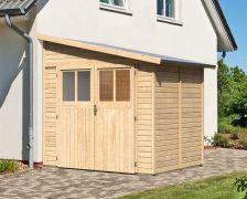 Blokhut profielplanken berging / tuinhuis met lessenaarsdak, kleur: onbehandeld, grondoppervlakte: 4.18 m²