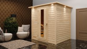 Sauna "Jonna" SET met surround en energiebesparende deur - kleur: onbehandeld, 9 kW kachel - 224 x 210 x 206 cm (B x D x H)