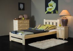 Eenpersoonsbed / logeerbed massief grenenhout, natuur A25, incl. lattenbodem - afmetingen 90 x 200 cm
