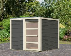 Modern tuinhuis met schuifdeur, kleur: terra grijs, grondoppervlakte: 5.86 m²