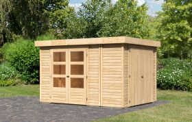 Berging / tuinhuis SET met aanbouw bergruimte/ kast, kleur: onbehandeld, grondoppervlakte: 7.75 m²