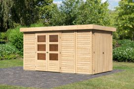 Berging / tuinhuis SET onbehandeld met aanbouw bergruimte/ kast, grondoppervlakte: 7,94 m²