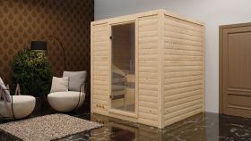 Sauna "Jonna" SET met heldere glazen deur & kachel BIO 9 kW - 196 x 196 x 200 cm (B x D x H)