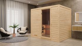 Sauna "Leja" met heldere glazen deur - Kleur: Naturel - 231 x 196 x 200 cm (B x D x H)
